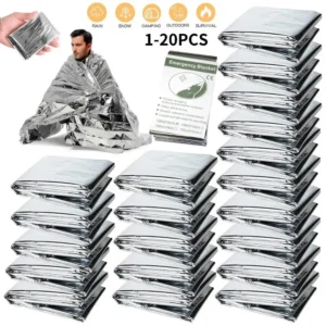 1-20PCS Emergency Blanket Outdoor Survival  Thermal Rescue Blanket